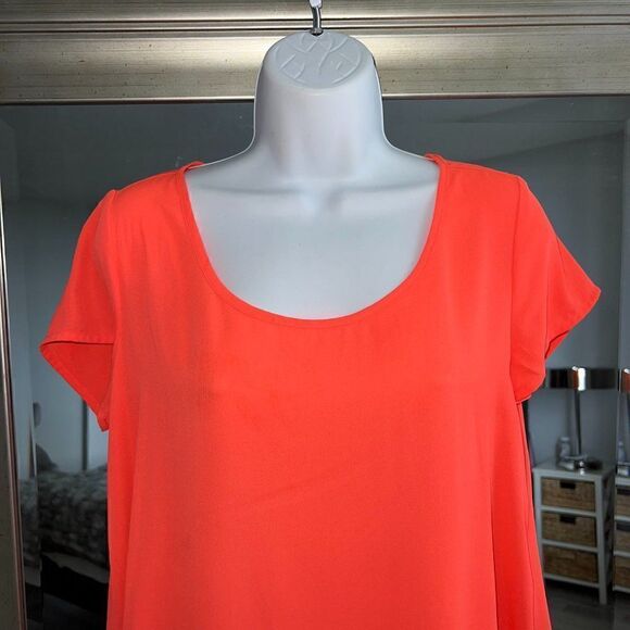 DECREE Bright Orange Flare Sheer Top Size M - Picture 2 of 8